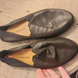 Lucky Brand Cahill Black Leather Slip-On Loafers Size 7